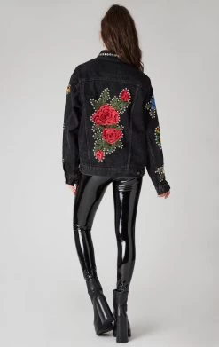 FURST OF A KIND VINTAGE FLORAL APPLIQUE STUDDED DENIM JACKET 8 FURST OF A KIND VINTAGE FLORAL APPLIQUE STUDDED DENIM JACKET