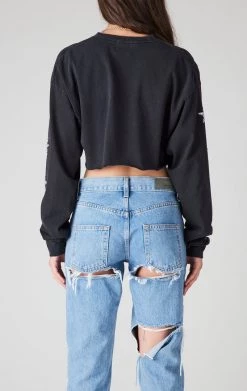 FURST OF A KIND VINTAGE COLLEGE VINTAGE MINI STAR PATCH LONG SLEEVE CROPPED TEE