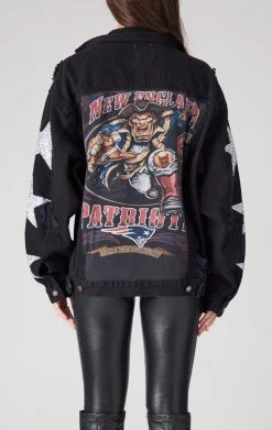 FURST OF A KIND VINTAGE GRAPHIC BACK INSERT STAR PATCH DENIM JACKET VINTAGE DENIM JACKETS