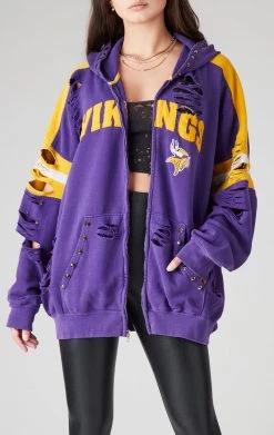 FURST OF A KIND VINTAGE RIPPED STUDDED ZIP UP HOODIE SALE