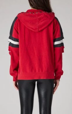 FURST OF A KIND VINTAGE RIPPED STUDDED ZIP UP HOODIE