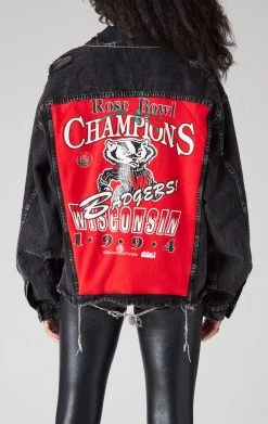 FURST OF A KIND VINTAGE GRAPHIC BACK INSERT DENIM JACKET VINTAGE DENIM JACKETS