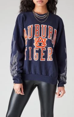 FURST OF A KIND SALE VINTAGE SILVER RHINESTONE FLAME SWEATSHIRT