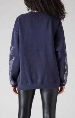 FURST OF A KIND VINTAGE SILVER RHINESTONE FLAME SWEATSHIRT SALE