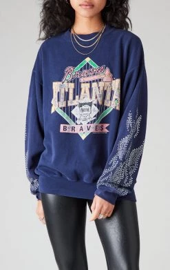 FURST OF A KIND SALE VINTAGE SILVER RHINESTONE FLAME SWEATSHIRT