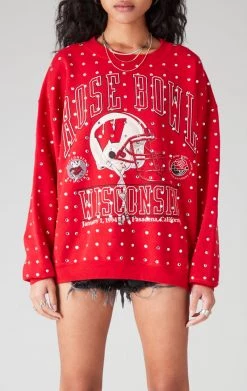 FURST OF A KIND VINTAGE COLLEGE VINTAGE ALLOVER RHINESTONE SWEATSHIRT