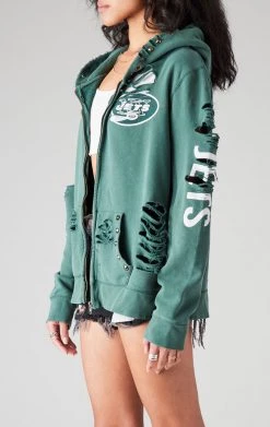 FURST OF A KIND VINTAGE RIPPED STUDDED ZIP UP HOODIE SALE