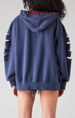 FURST OF A KIND VINTAGE RIPPED STUDDED ZIP UP HOODIE SALE