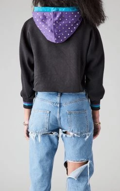 FURST OF A KIND SALE VINTAGE RHINESTONE CROPPED HOODIE