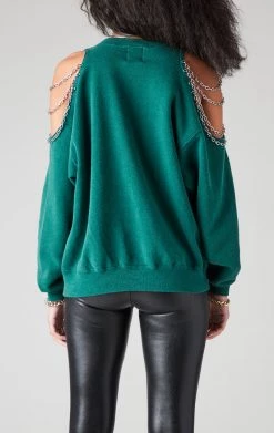 FURST OF A KIND VINTAGE SHOULDER CUT OUT CHAIN SWEATSHIRT