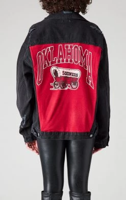 FURST OF A KIND VINTAGE GRAPHIC BACK INSERT DENIM JACKET VINTAGE DENIM JACKETS