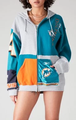 FURST OF A KIND VINTAGE SPLICED PATCHWORK ZIP UP HOODIE VINTAGE NFL